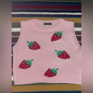 Strawberry Knitted Sweater Vest - size : S